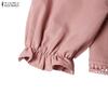 ZANZEA Damen Freizeit Bluse mit eckigem Ausschnitt Sommer Halbarm