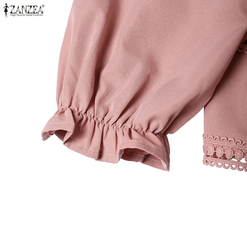 ZANZEA Damen Freizeit Bluse mit eckigem Ausschnitt Sommer Halbarm