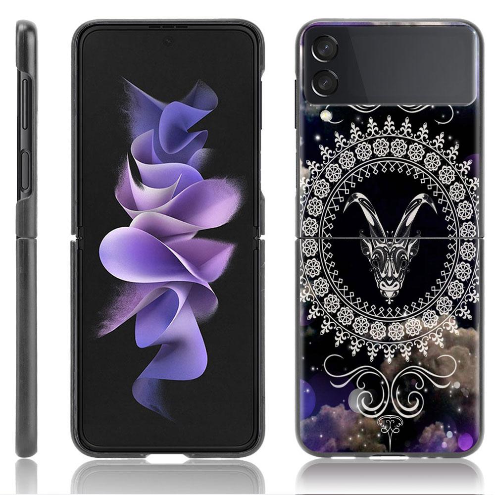 Luxury Case For Samsung Galaxy Z Flip 4 3 5G Black PC Hard Phone Cases Fashion Back Cover ZFlip Funda Mandala 12 Constellations