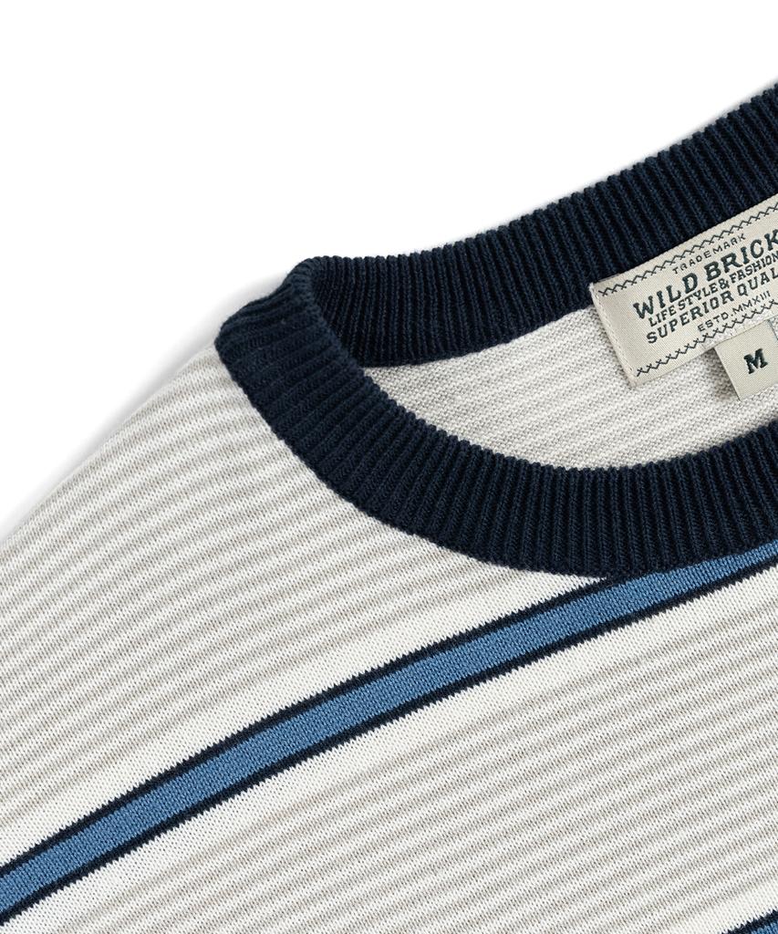 Waildeubeuligseu Fn Knitted Stripe T-Shirt (Blue)