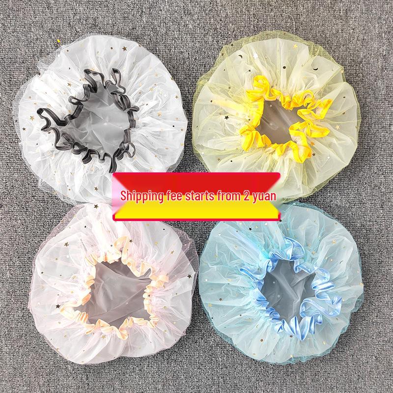 Double-Layer Waterproof Mesh Shower Cap for Women