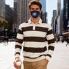 Autumn and Winter Men's Loose Trendy Colorful Striped Simple Casual Contrasting Color Long-sleeved POLO Shirt