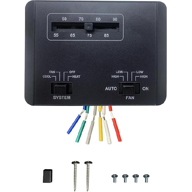 OEM 7330G3351 RV Thermostat Compatible With Coleman Mach Series, 6-Wire Single Stage Heating/Cooling Control Unit For RV AC Systems,12V DC, Bar