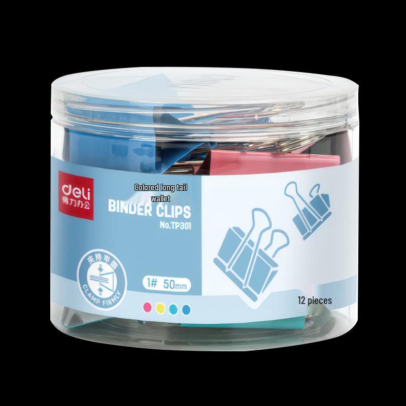 Deli 50mm Colorful Metal Binder Clips, 12-Pack