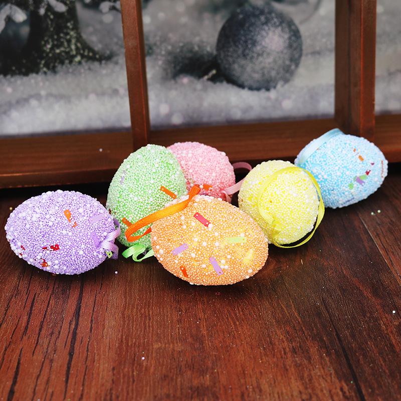 6 Pcs Easter Eggs Foam Hanging Ornaments Hand Painted Home Decor Toy Gifts DIY Crafts Party Decorations Children's Toys