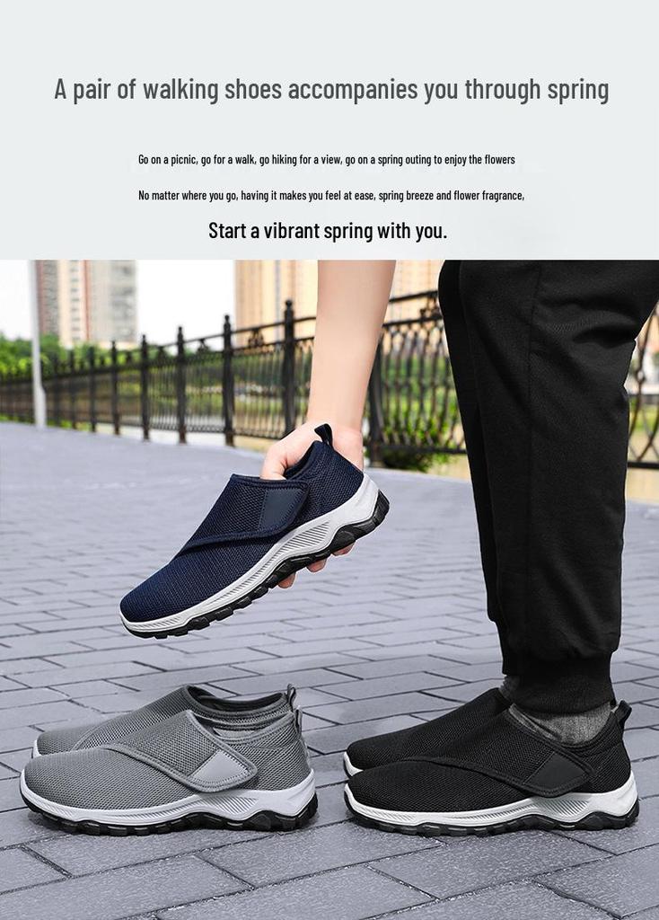 Jin Shi Yuan | Versatile Women's Velcro Shoes for Middle-Aged & Elderly - Thick-Soled Mother & Couple Style Sports Shoes