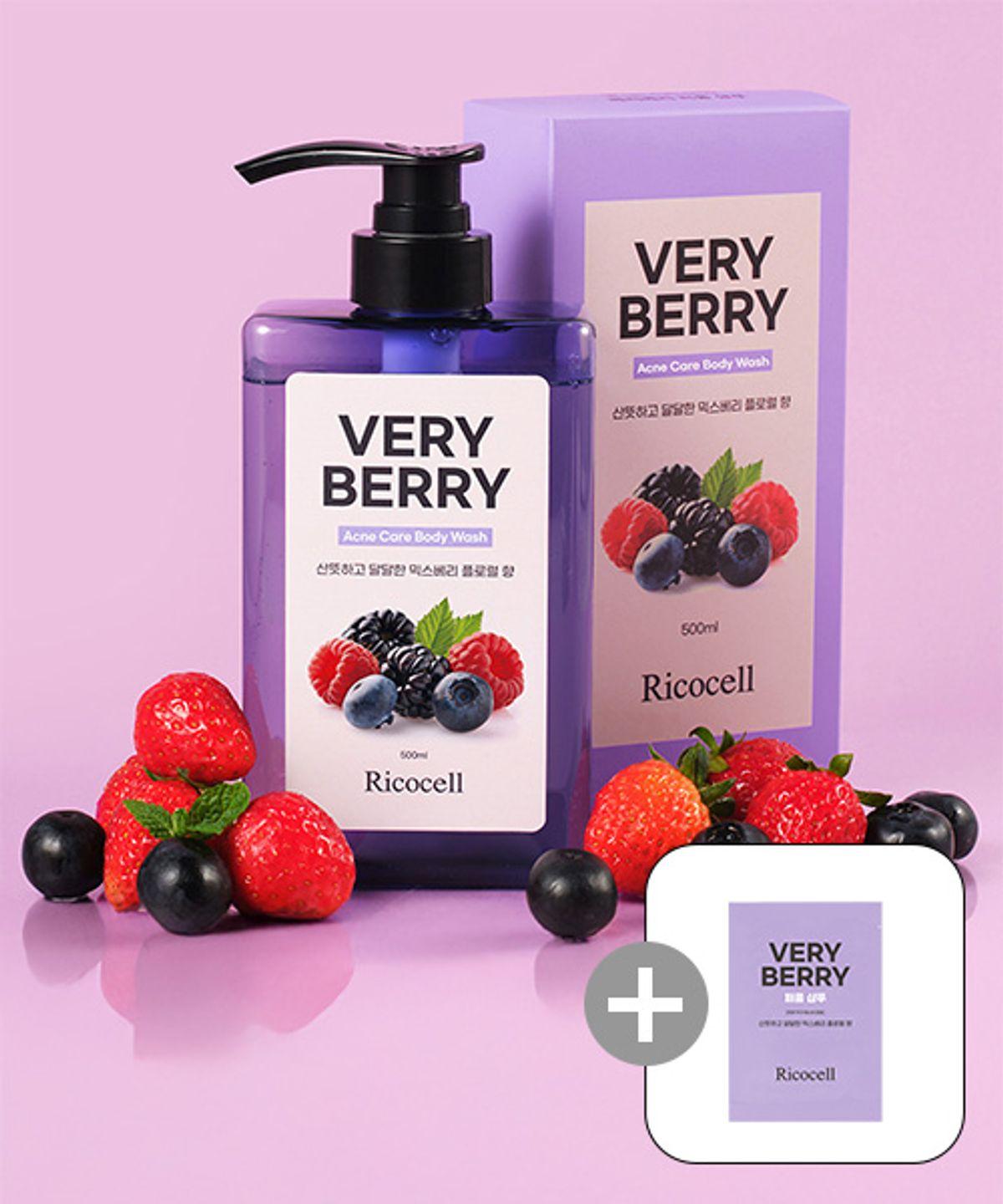 Ricocell Berry Berry Acne Relief Body Wash + Ricocell Berry Berry Perfume Shampoo 10ml 10 Pouches