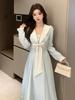Elegant Plus Size Bow Long Dress - Spring Campus Style