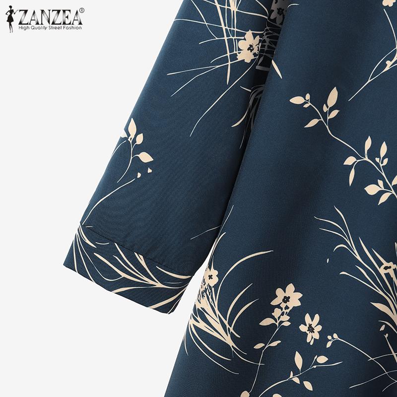 ZANZEA Lässiges zweiteiliges Anzug-Set für Damen mit langer Bluse und Hose im Print