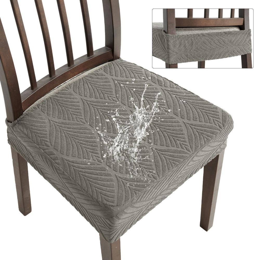 

Solid Colors Chair Seat Cover Leaf Pattern Anti-dirty Chair Slipcover Restaurant светло-серый
