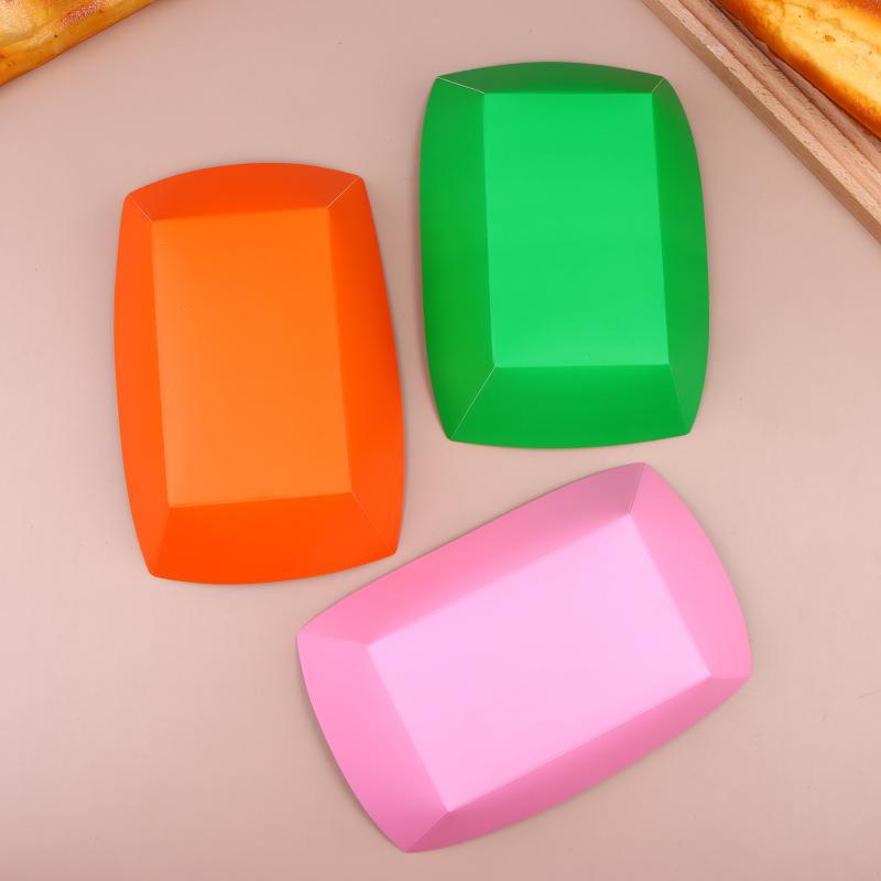 Disposable Paper Food Trays 12Pcs Solid Color Boat Shape Popcorn Boxes Lightweight for Carnival Festival Food