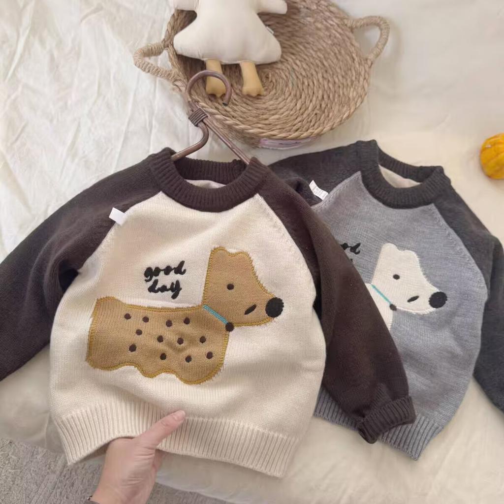 Kids Thick Winter Sweater Cute Cartoon Knit Top for Boys and Girls