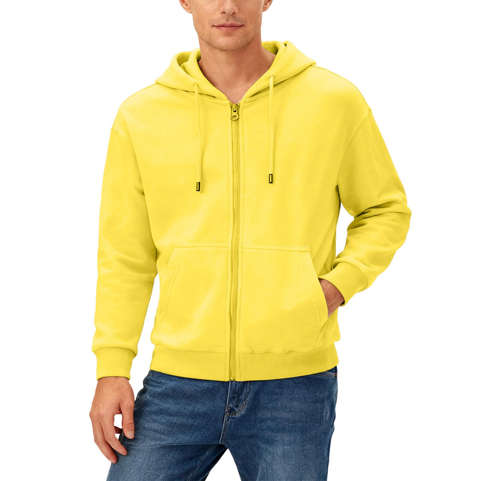 

Мужской Повседневный Вейверг На Молнии С Капюшоном Толстовка Пальто XL жёлтый