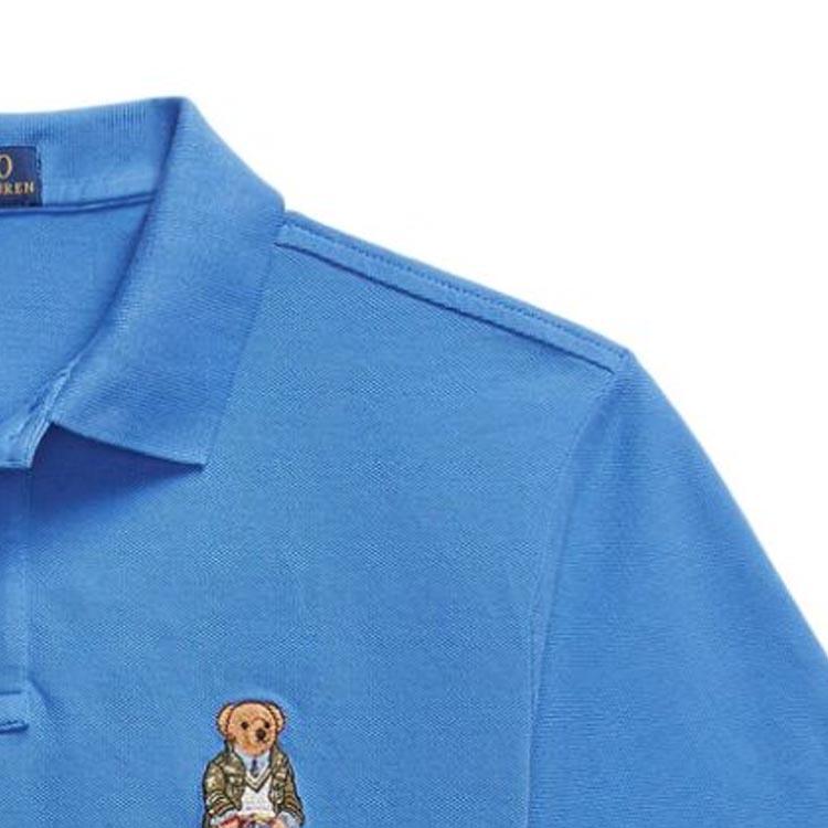 Polo Ralph Lauren SS24 Bear Pattern Embroidered Short Sleeve Polo Shirt Men Tops Cornflower-Blue 710853312-025