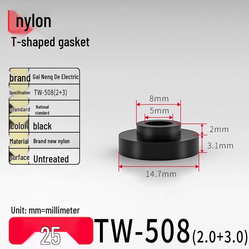 T-shaped Nylon Gasket Ring Screw Shaft Sleeve, Round Concave-Convex Insulation Pad, M2-M35