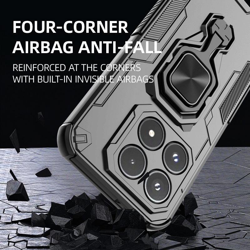KEYSION Shockproof Armor Case for Xiaomi 17 Soft Silicone+PC Upright Metal Live Ring Stand Phone Back Cover for Xiaomi 17