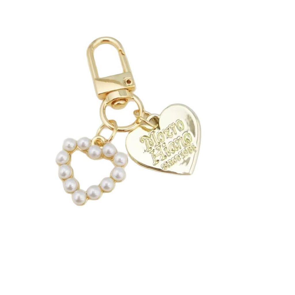 Creative Alloy Seashell Heart Pearl Keychain – Cute Heart Bag Charm Conch Jewelry Keyring