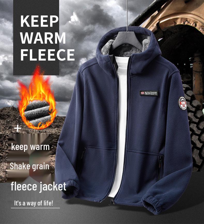 Jaqueta de Lã Sherpa Masculina Plus Size - Grossa, Quente, Estilo Outono/Inverno