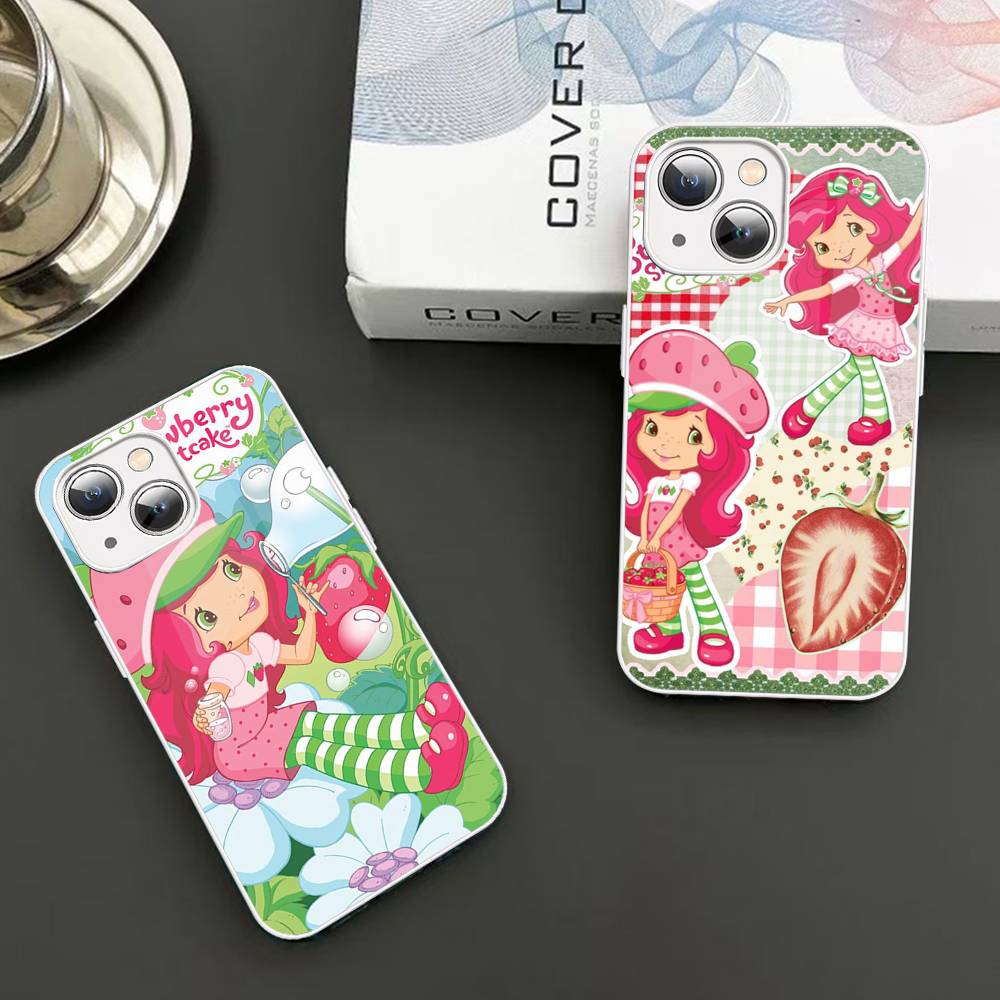 S-Strawberry-shortcake Girl Tempered Glass For Iphone 14 13 12 11 Pro Mini XS MAX 14Plus X XS XR Cover