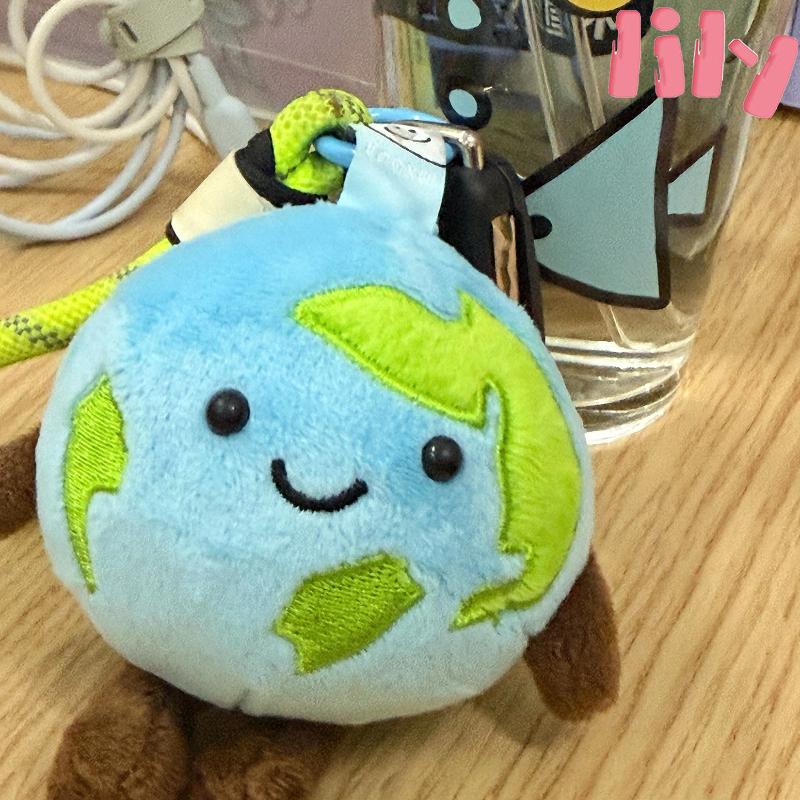 Pluszowa Zabawka Kreatywny Mały Wisiorek Ziemia Lalka Wisiorek do Torebki Uroczy Pluszowy Breloczek Wisiorek Zabawka na Prezent Wypełnienie Bawełną Dekoracja Prezent