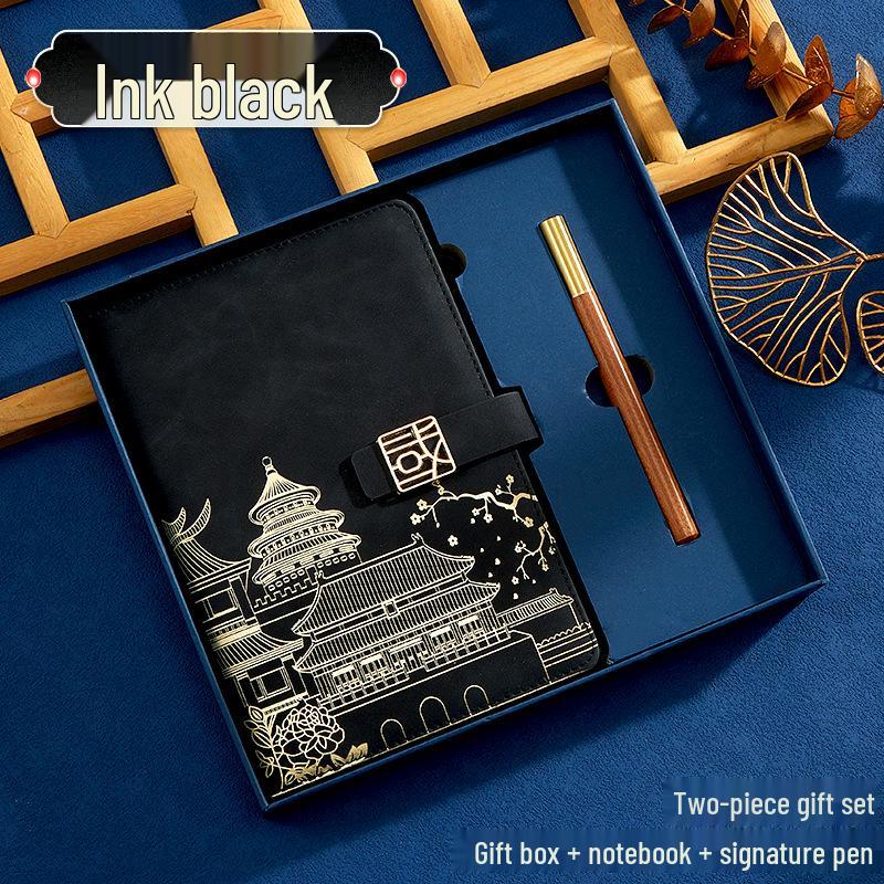 A5 Chinese Retro Style Trendy Notebook Set - Customizable Diary & Business Gift with Logo Printing