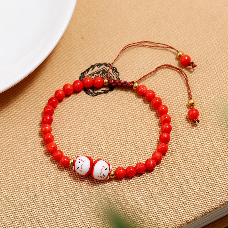 Retro sweet bracelet women's small fresh and versatile fashion temperament pink amethyst hand rope jewelry