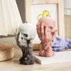 Halloween Skull Candle Silicone Mold Set, 1 Piece Handheld Skull Resin Casting Mold, DIY Plaster Handmade Artwork Making Tools