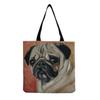 Women Vintage Linen Tote Bag - Large Capacity Dog Print Shoulder Handbag for Casual & Grocery Shopping KTB