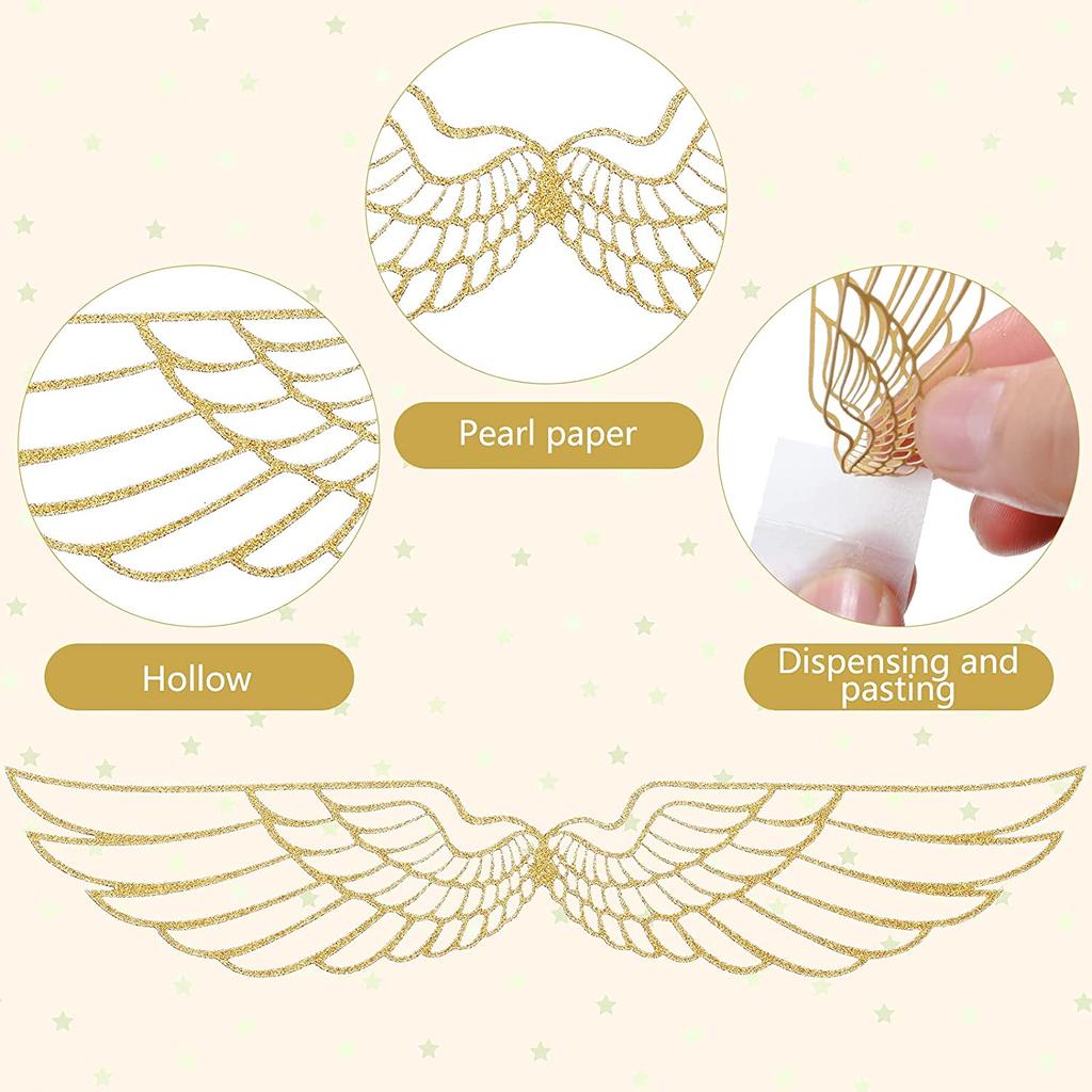 50pcs Gold Pearl Paper Wizard Party Chocolate Decoration Hollowed Wings Chocolate Party Supplies Decoration Party Favors