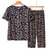 Datang Furen Mid-Aged Women's Floral Print Short Sleeve Capri Loungewear Set
