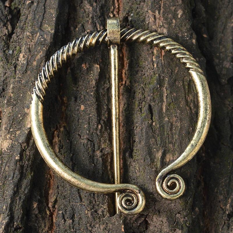 Ancient Bronze Silver Color Pin Belt Nordic Buckles Brooch Buckle Cloak Cloak Button Medieval Viking Jewelry Gift for Men