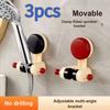 3 Pcs Portable Suction Cup Shower Head Holder, Adjustable No-Drill Base, Shower Head Support, Shower Nozzle Fixing Tool