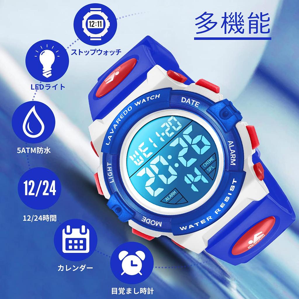 Watch Boys Digital Watch Boys Sports Watch Outdoor Multifunctional 50m Waterproof Alert Date Day Display Dual Time LED Analog Display Girls Boys