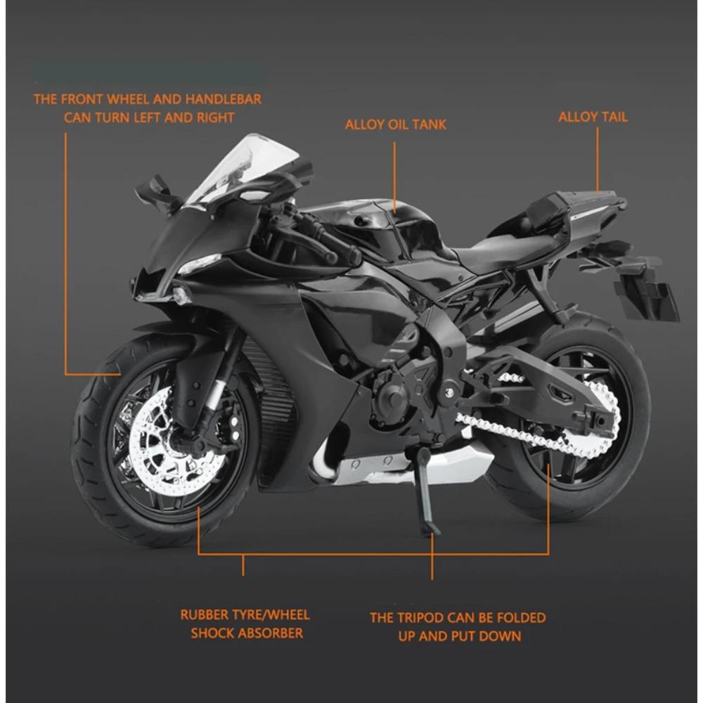 1/12 YAMAHA YZF-R1 Alloy Racing Motorcycle Model Diecast Street Sports Motorcycle Model Simulation Sound Light Kids Toys Gift