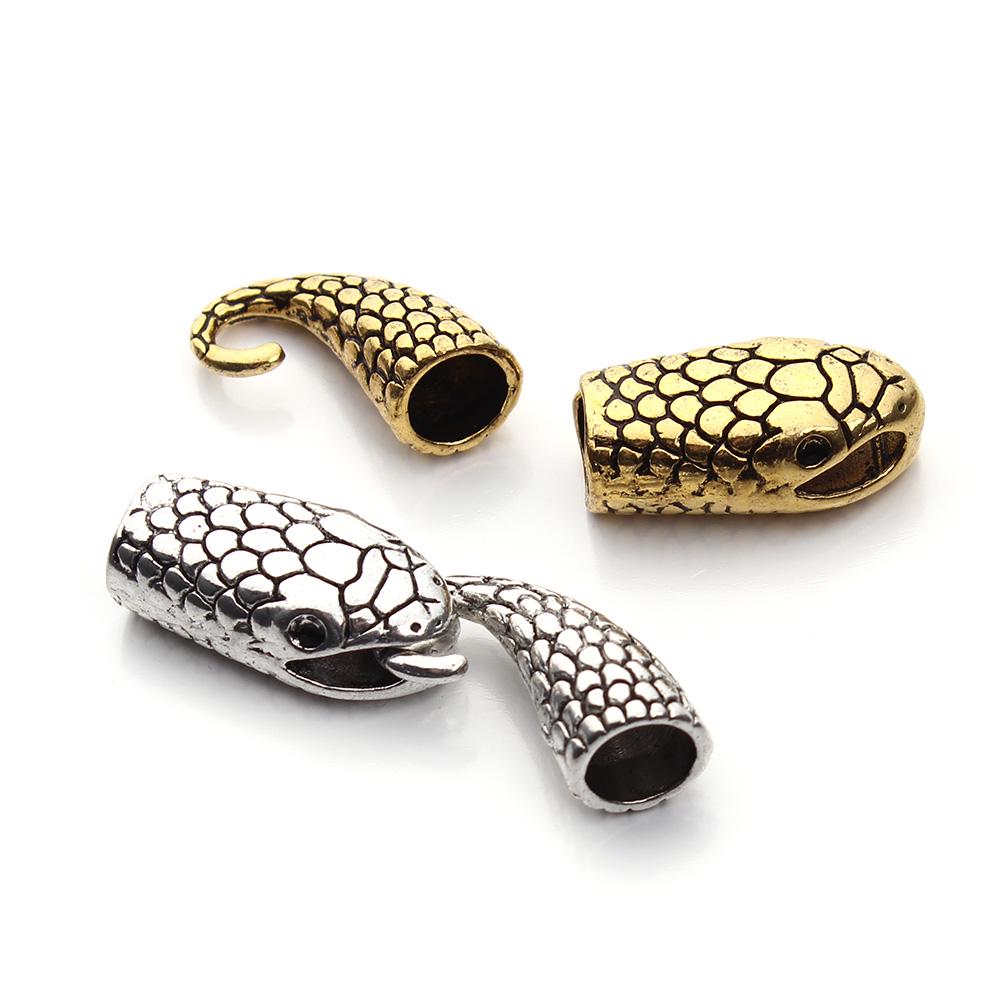 10 Set Chiusure Testa di Serpente Connettori Terminali Metallici Per Creazione Gioielli Fai da Te Adatti per Braccialetti con Cordino in Pelle da 7mm Accessori per Collane