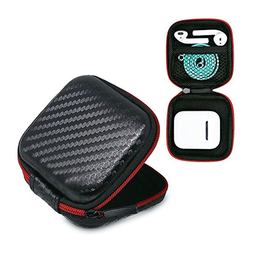 Portable Headphone Bag Mini Zipper Square Hard Storage Box Headset Case For SD TF Cards Aseismic Moisture Proof Earphone Bag