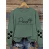 Women's comfortable paw print crew neck sweatshirt, casual long sleeve pullover
