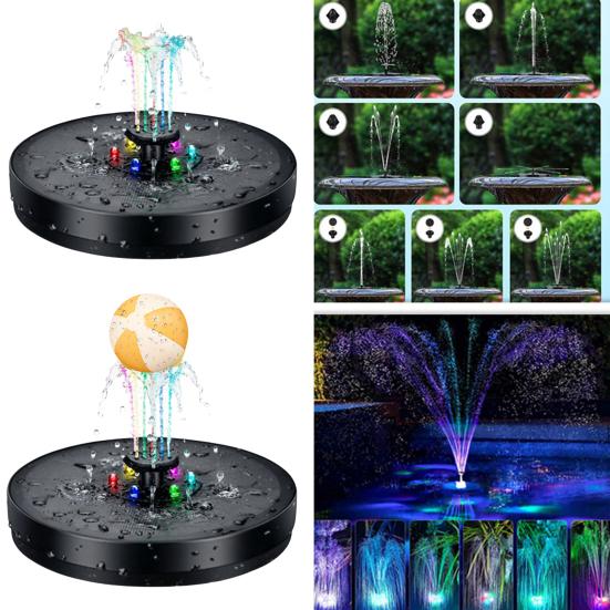 Fontana Galleggiante Solare per Bagno con Luci LED Colorate, Spruzzatore d'Acqua Ricaricabile per Vasca da Bagno per Bambini, Funzionamento Automatico, Fontana per Vasca da Bagno per Piscina/Vasca