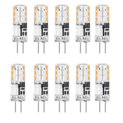 Pacote com 10 Lâmpadas LED G4 12V SMD3014 Sem Piscamento Luz de Silicone 360° para Lustre de Cristal Substituição Halógena