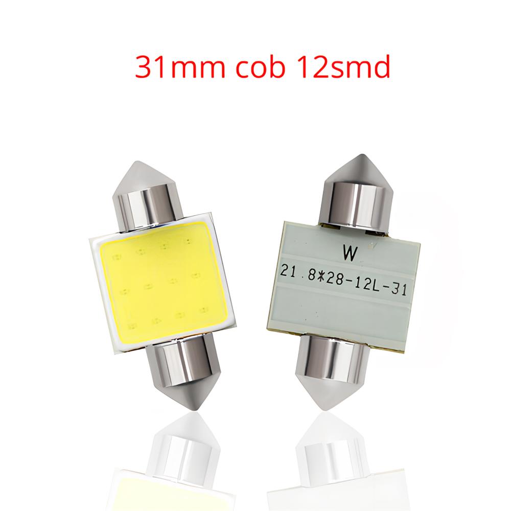 

2 шт. Белый Cob 12Led Festoon Dome Lights Лампа для чтения 31 мм 36 мм 39 мм 41 мм C5W C10W Авто Светодиодная лампа для двери заднего хода Лампы на багажник DC 12V 2PCS 12SMD 31mm White