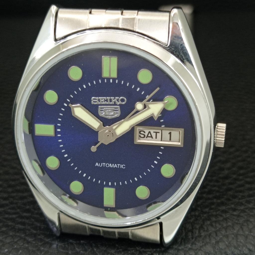 VINTAGE REFURBISHED SEIKO 5 AUTOMATIC 6309A JAPAN MENS BLUE DIAL WATCH a444247-1