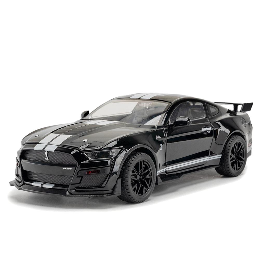 Large 1/18 Alloy Die-cast Ford Mustang GT500 Car Model Collection Ornaments Simulation Sound and Light for Boys Birthday Gift