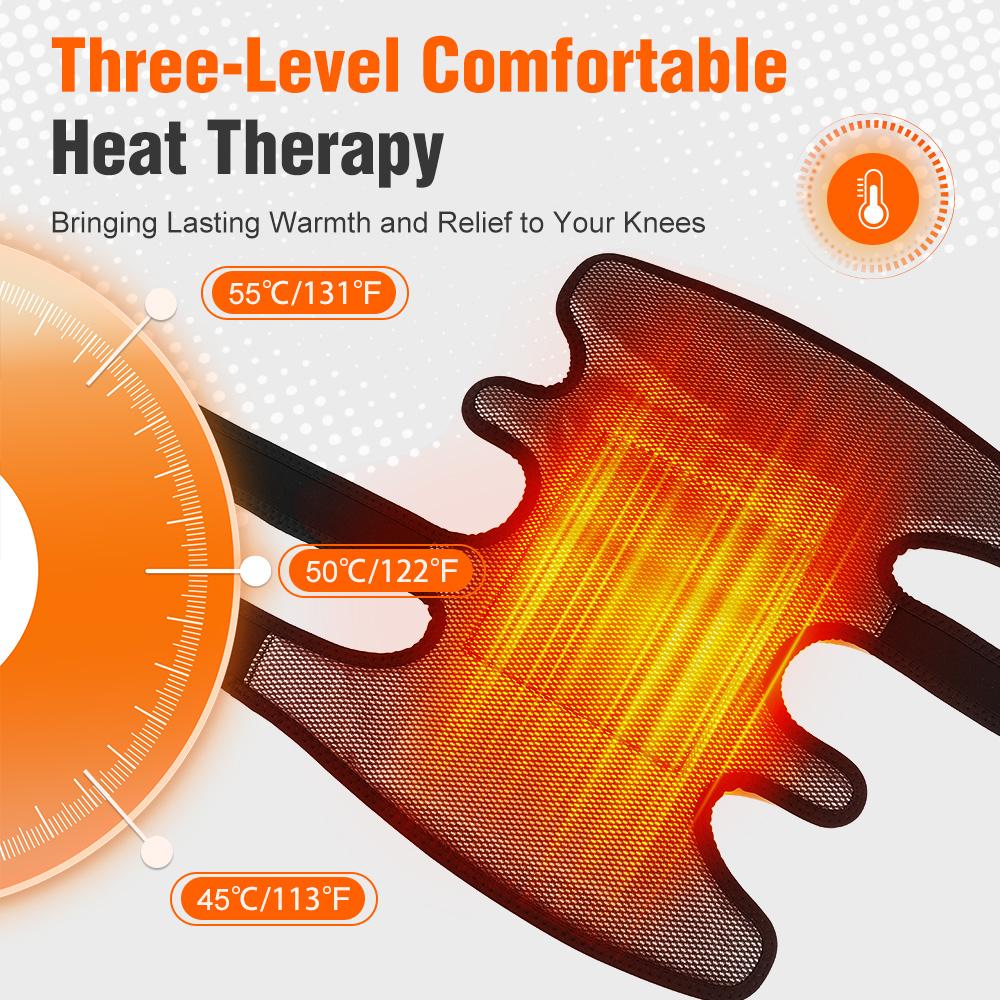 Extra-Large Heated Vibration Knee Pad Knee Massager 4 Motor Vibration Massage 3 Speed Heating 12V Direct Plug Power Supply