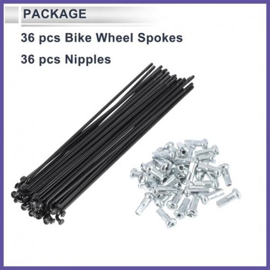 1Set 13G 130mm Length Bicycle Spokes Nipple 45 Steel Black Universal