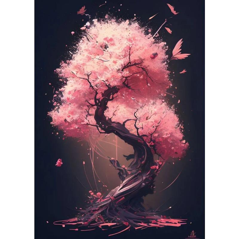 Japońska Różowa Sakura Akwarela Kwiat Wiśni Plakat Druk Płótno Obraz Malarstwo Ścienne Obrazy do Salonu Wystrój Domu
