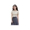 Puma Bequemes Gestricktes Sport Kurzarm T-Shirt Damen Tops Khaki 631305-87