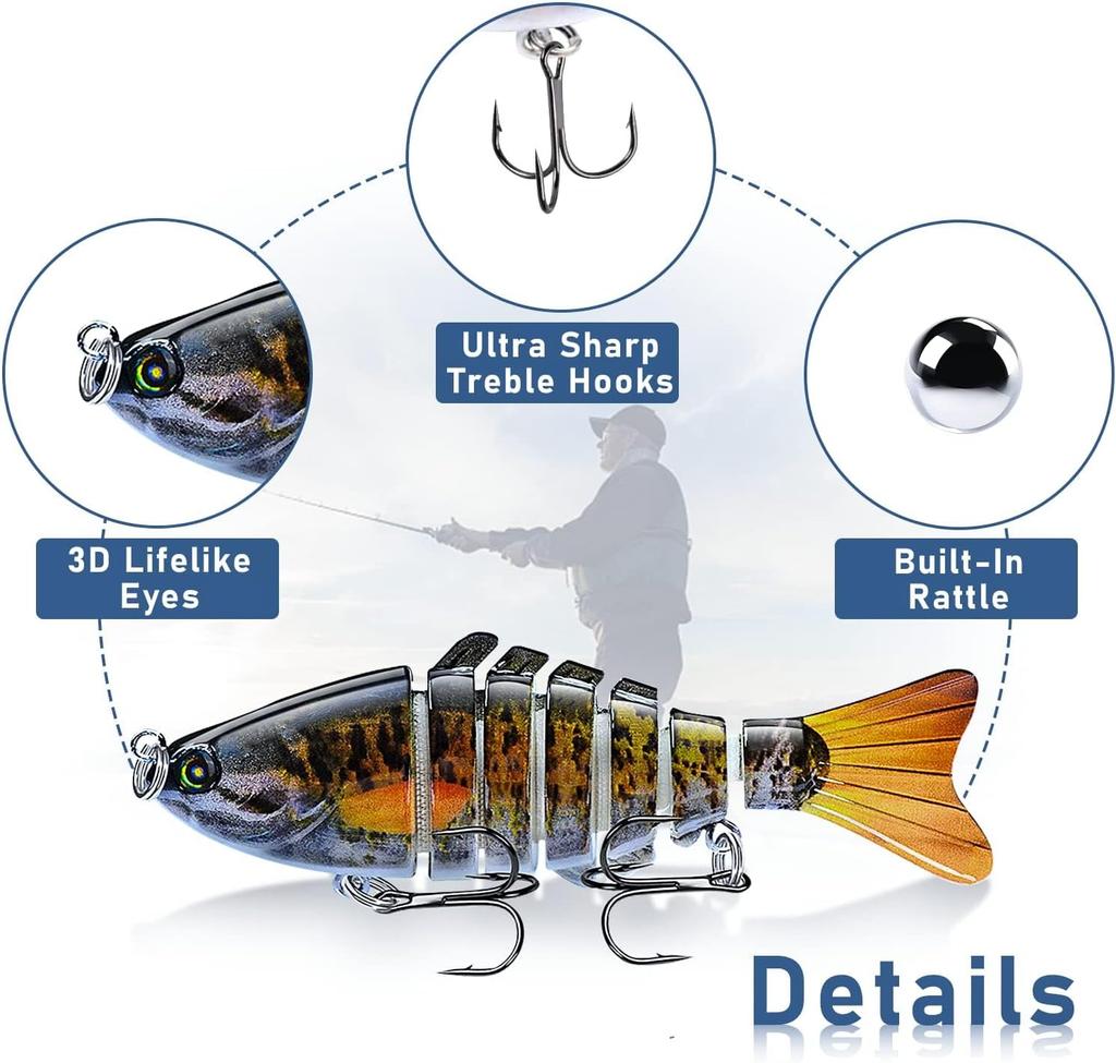 Multi-Jointed Swimbait – Realistic Swimming Lure for Bass, Pike & Saltwater Fish, Freshwater & Inshore Use