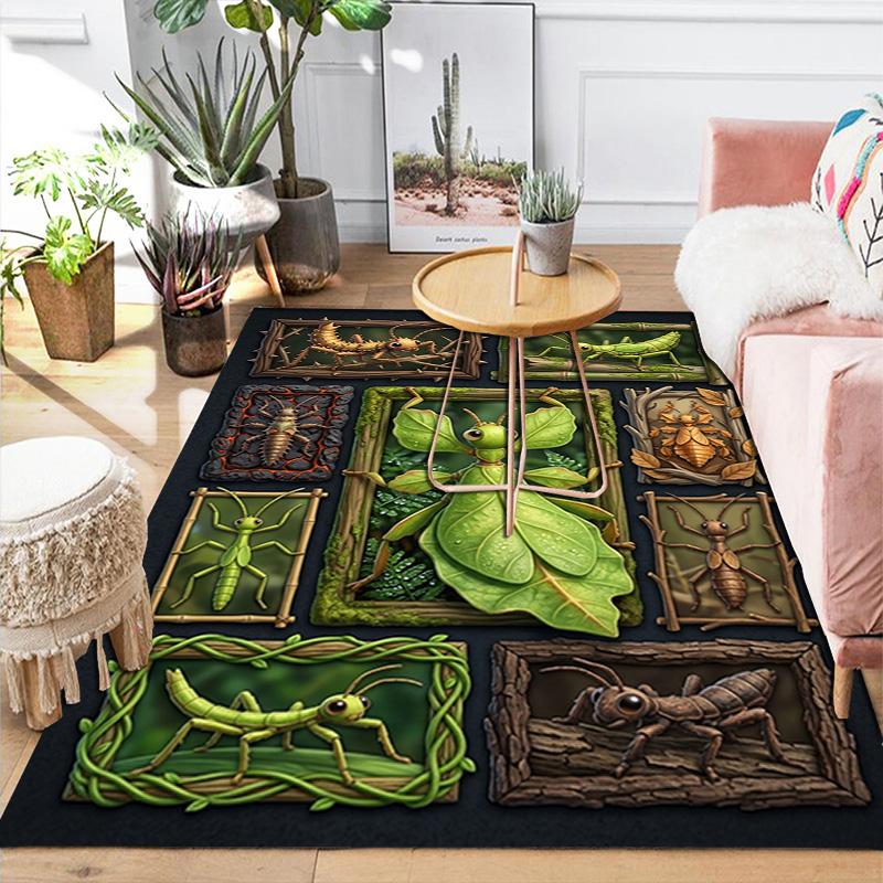 Insect Collection Pattern Rug Floor Mat for Living Room or Bedroom Soft and Comfortable Carpet a Gift for Birthday and Holiday.