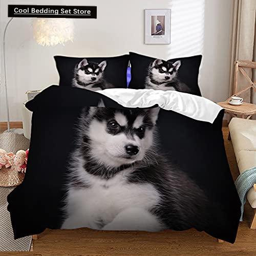 Husky Dog Bedding Set King Queen Size Funny Pet Puppy Duvet Cover for Kids Boys Girls Cute Animal 2/3pcs Polyester Quilt Cover