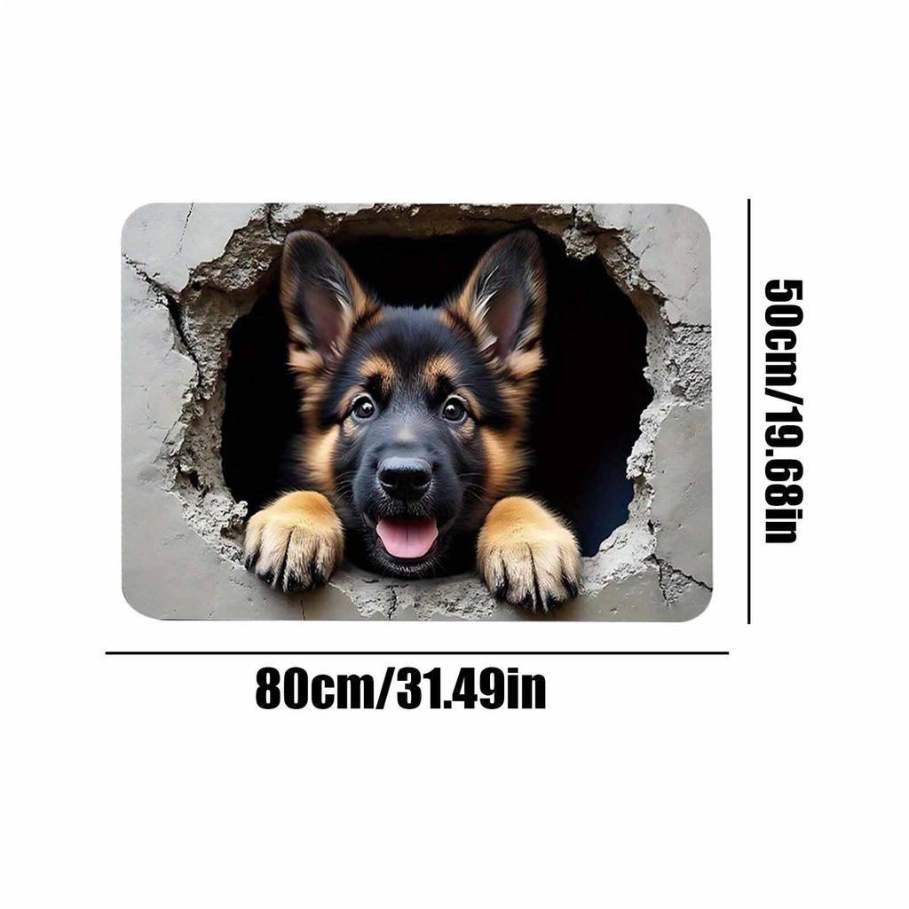 3D Rugs Optical Illusion Squirrel And Dog Soft Non-Slip Quick Dry Mat 3D Optical Illusion Rug For Birthday Halloween
